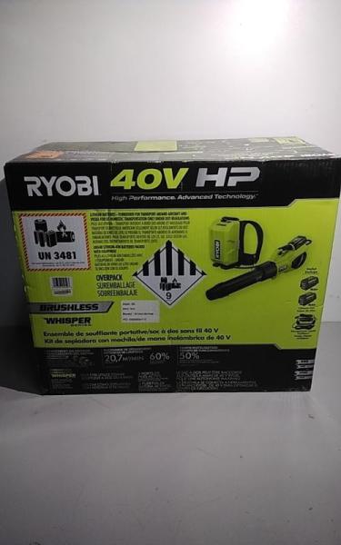 Ryobi 40V HP Brushless Whisper Series 190 MPH 730 CFM Leaf Blower and Backpack Battery - MSRP $599
