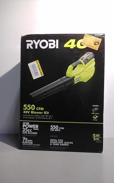 Ryobi 40V 120 MPH 550 CFM Cordless Battery Leaf Blower With 4.0 Ah Battery and Charger - MSRP $159
