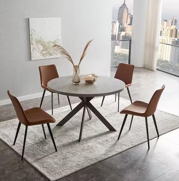 Home Decor - GOJANE 5pc Brown Chairs & Round Dining Table Set, FUFU&GAGA TV Center, Polibi - Est Retail $2,066
