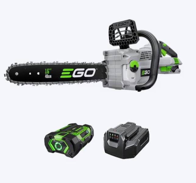 EGO POWER+ 56V 16in Battery 2.5Ah Chainsaw, Kobalt XTR 2-1/2in 16-Gauge Cordless Straight Finish Nailer - MSRP $2,621