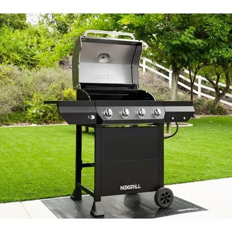 NexGrill 4-Burner Propane Gas Grill in Black with Side Burner & Stainless Steel Main Lid - MSRP $273