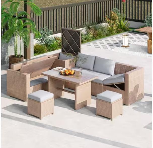 Pallet of 6pc All Weather Wicker PE Rattan Outdoor Sectional Sofa Set - Est Retail $300