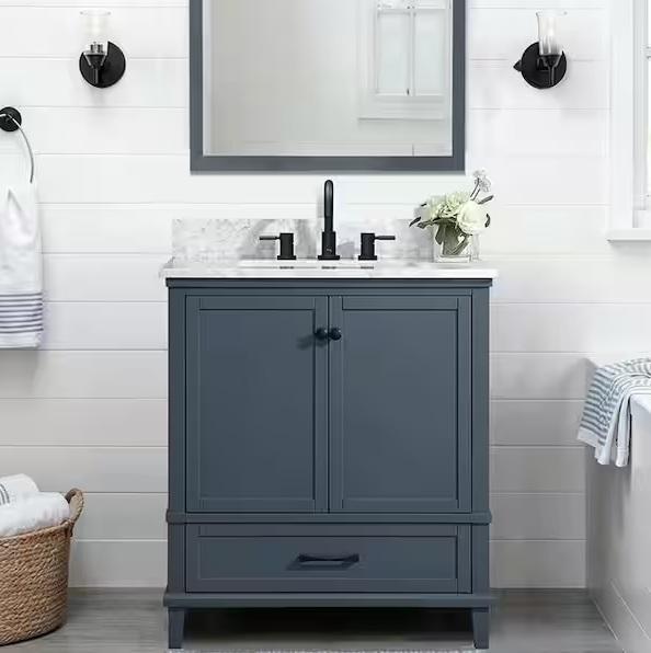 Vanities - HDC Merryfield 31in Single Sink Dark Blue-Grey Bath Vanity, Backsplash & More - Est Retail $1,115 -1plt