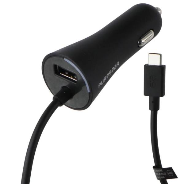 PureGear 24W Car Charger W/7ft USB-C Cable