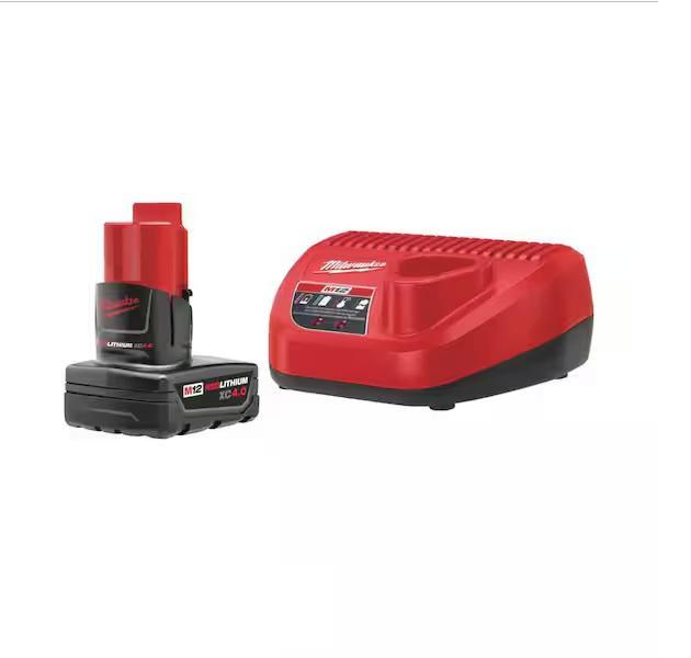 Milwaukee M12 12-Volt Lithium-Ion XC Battery Pack 4.0 Ah and Charger Starter Kit - MSRP $99