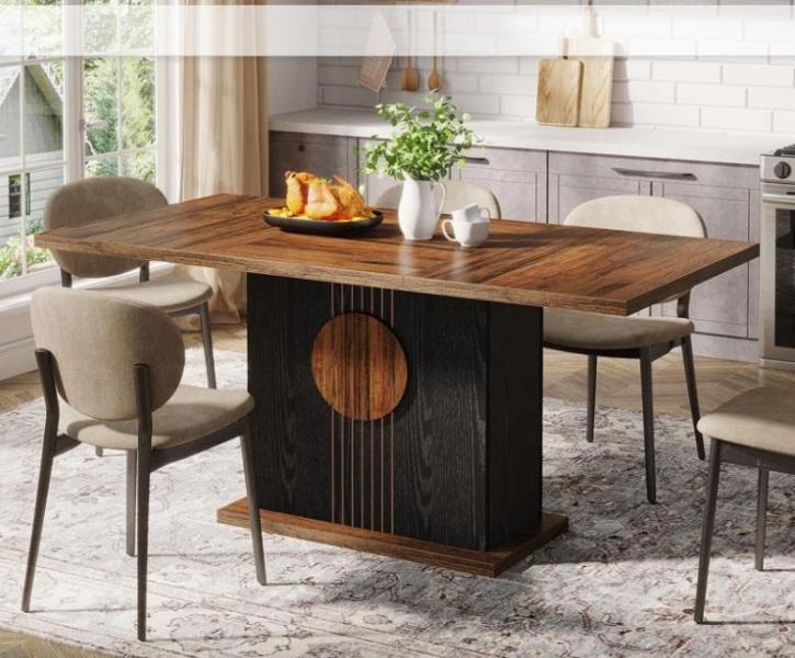 Housewares - Walthourville Rectangular Table, Vannes Vegan Leather Dining Chair, Swaying Seagrass Canvas - MSRP $2,897
