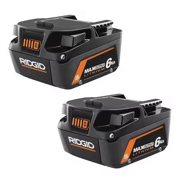 RIDGID 18V 6.0 Ah MAX Output Lithium-Ion Batteries (2-Pack) - MSRP $159
