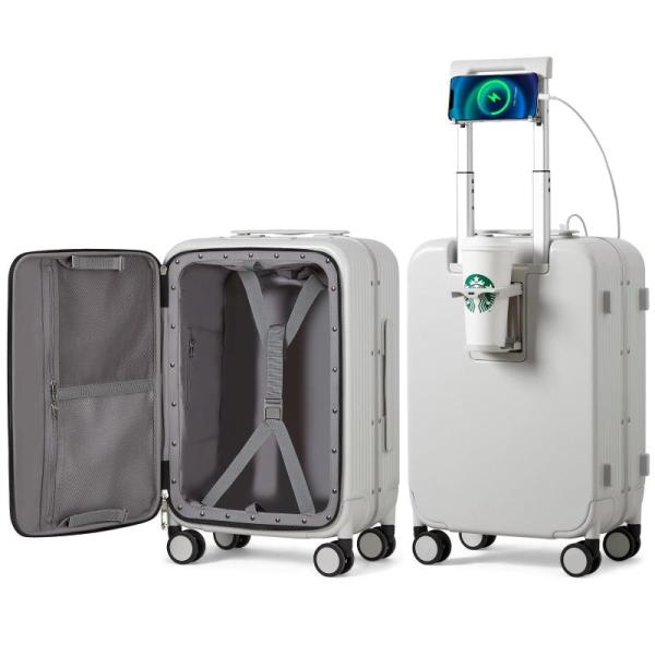 Luggage - mixi Carry-On Suitcases Cup Phone/Charger Holder, ROAMING Expandable 20in Carry-On Suitcase - MSRP $3,775