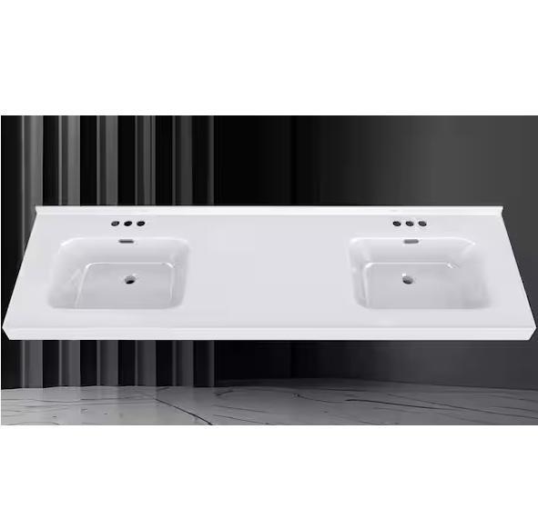 Plumbing - NTQ 73inWx22inD Rectangular Double Sink Bathroom Vanity Top, KeonJinn, Hampton Bay - Est Retail $2,706