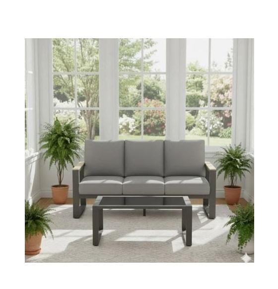 Furniture - 75" Outdoor Aluminum Sofa & Table w/Cushion, 51.2"W Kitchen Island Drop Leaf, XL Dog Crate - MSRP $2,223