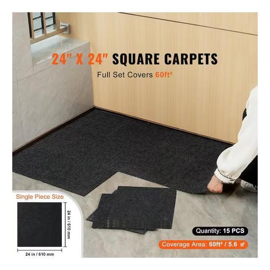 Vevor Black 24x24 Peel and Stick Pattern Carpet Tile Squares - Est Retail $3,600- 1plt