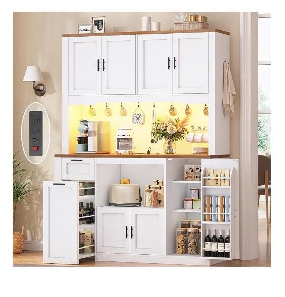 Housewares - 48" Corner Makeup Vanity, 71" LED Pantry Cabinet, Azriah 32"W Modern Upholstered Fabric Chair -MSRP $1,477