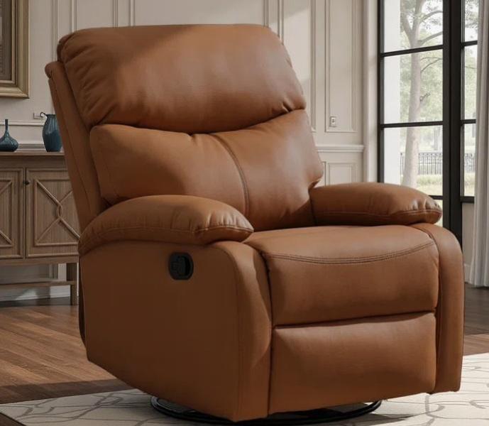 Housewares - Frick 59" Floor Lamp, Fraher Top Grain Leather Recliner, Hennigan Textured Fabric Armchair - MSRP $1,961