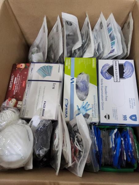 General Merchandise- Nitril Exam Gloves, Premoistened Sanitizing Wipes, Plastic Book bin - MSRP $312