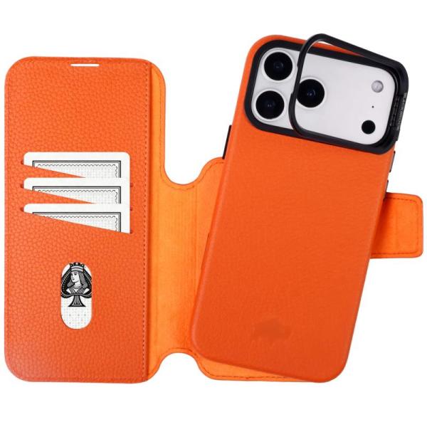Wireless - 	BLACKBROOK iPhone 17 Pro Max Pebble Orange Wallet Case, Aircovered Air Tags Tracker 4pk - MSRP $5,212