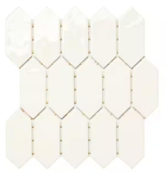 Flooring & Rugs - Daltile LuxeCraft White Glazed Ceramic Picket Mosaic Tiles, LuxeCraft Arteko - Est Retail $2,225