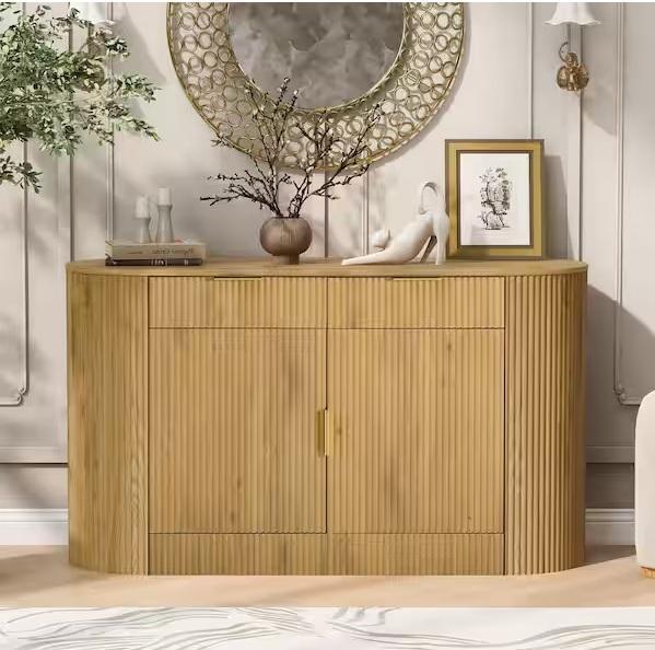 Home Decor - Harper & Bright Designs Natural Stripe MDF Sideboard Buffet, Coaster, BYBLIGHT - Est Retail $710- 2plts