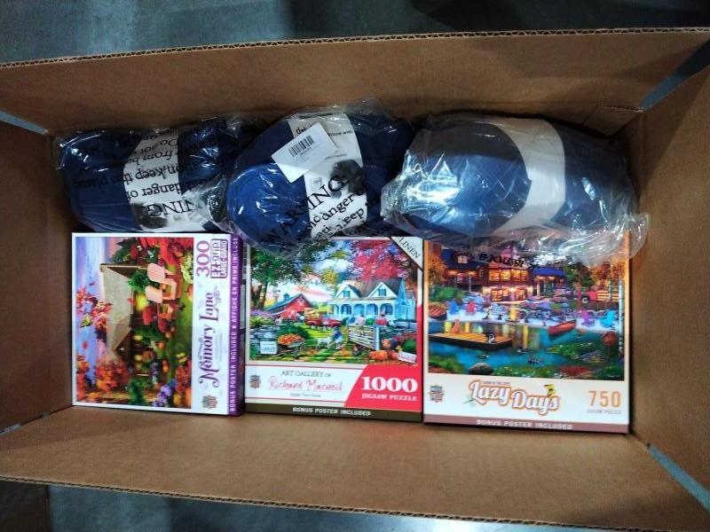 General Merchandise - MasterPieces Jigsaw Puzzles, 2 in1 Travel Pillows with Sleep Masks - MSRP $491
