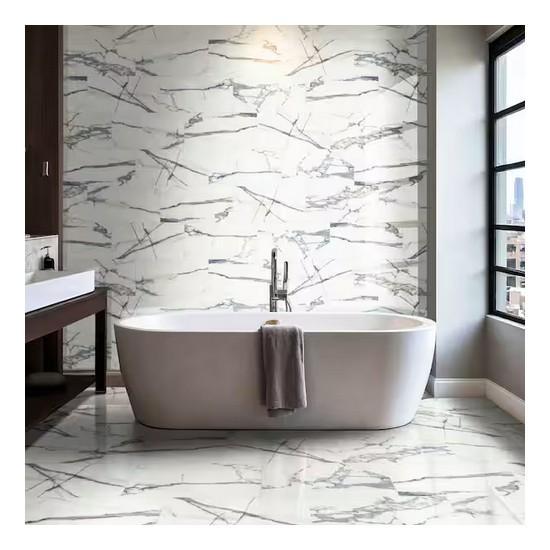 MSI Carrara Azul Polished White Porcelain Marble Look Tile with Gray Veining  - Est Retail $1,397 - 1 plt