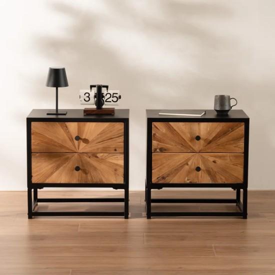 Furniture - PJColl Wood Parquet Nightstand Set of 2, Shellsburg Computer Desk, Gallup Ottoman Bench - MSRP $1,466