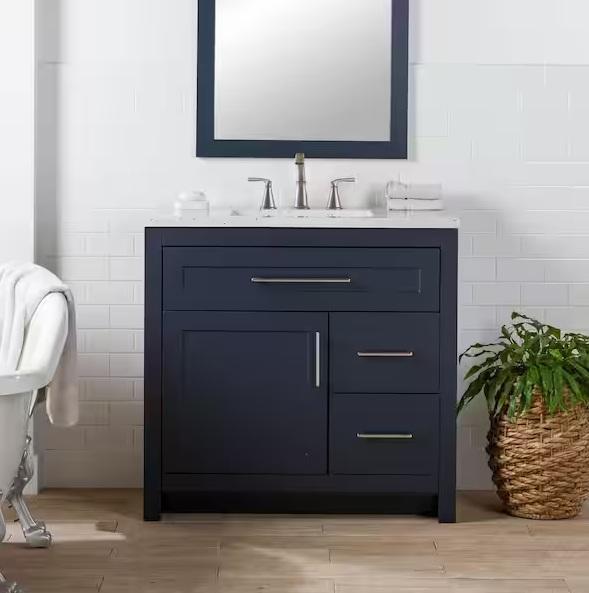 Kitchen & Bath - HDC Clady 37in Single Sink Deep Blue Bath Vanity, Glacier Bay Everdean 31in Vanity - Est Retail $1,206
