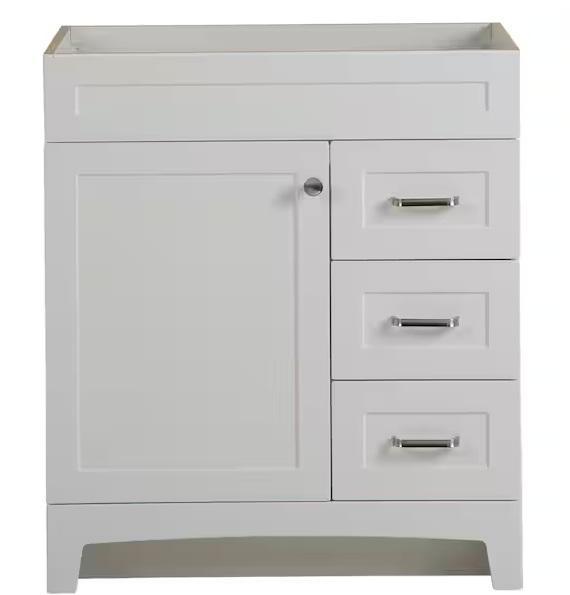 Kitchen & Bath - HDC Thornbriar Right Side Drawers Vanity Cabinet, Glacier Bay Everdean 31in Vanity - Est Retail $1,133