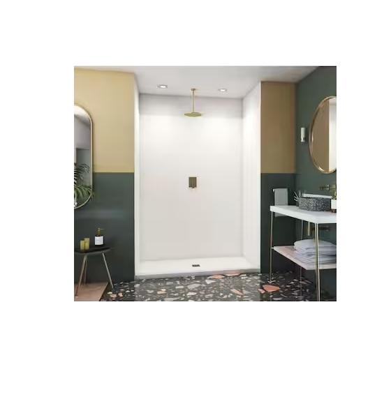 Kitchen & Bath - Swan 3pc Easy Up Adhesive Alcove Tub Surround, Delta Shower Enclosure, MUSTEE - Est Retail $2,651