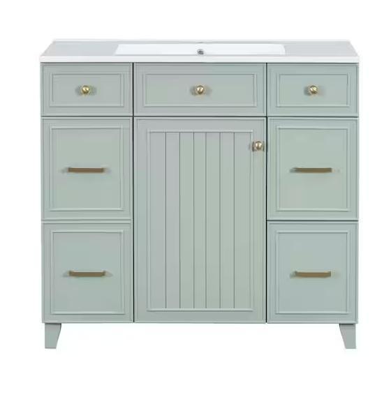 Kitchen & Bath - Virubi 36inW Single Sink Bath Vanities, Gerber Maxwell Choice 12in 2pc Toilet - Est Retail $1,307