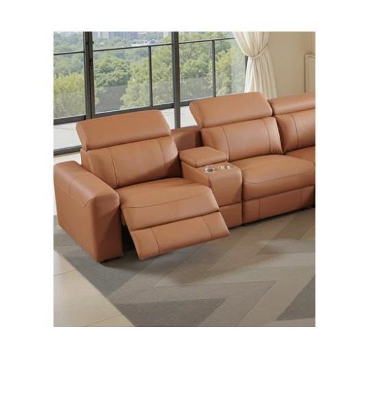Furniture - Oversized Power Reclining Leather Sectional Sofa, Eveline Upholstered Platform Bed Frame - MSRP $2,363