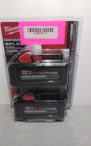 Milwaukee M18 18V Lithium-Ion High Output 6Ah Battery 2pk - MSRP $299