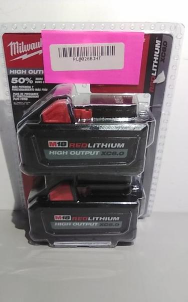 Milwaukee M18 18V Lithium-Ion High Output 6Ah Battery 2pk - MSRP $299