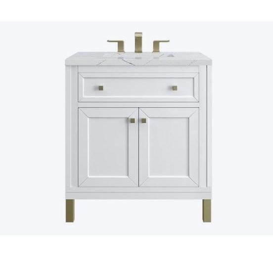 James Martin Single Sink Vanity in Glassy White - MSRP $3,250