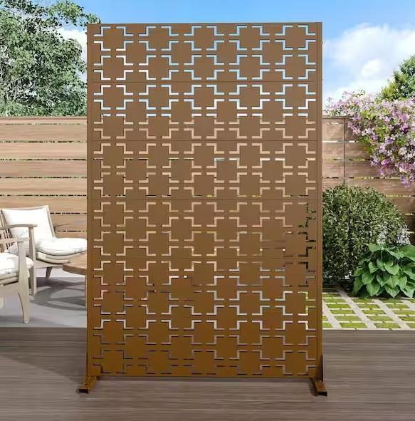 Pallet of Lirago 72inx47in Brown Metal Privacy Screen Galvanized Freestanding Panels - Est Retail $1,340