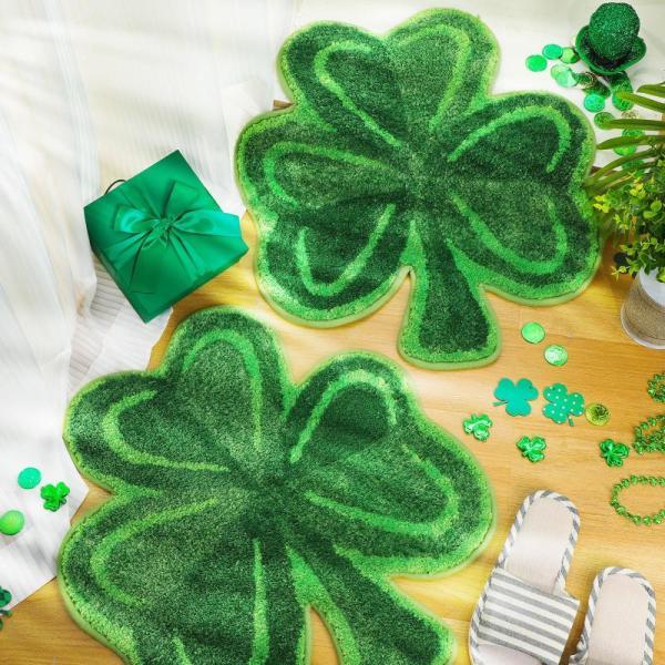 Furniture - Cindeer 2pc St. Patrick's Shamrock Bath Rugs, Lunofox Waffle Bathroom Rugs, Vaukki Door Mats - MSRP $4,831