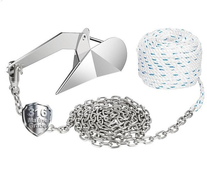 FUCNEN 18lb 316-Stainless Steel Delta Anchor Chain Kit, DGIVOVO GFCI Wall Mounted 5000PSIMAX PowerWasher - MSRP $1,619