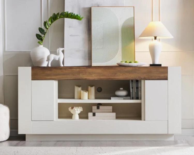 Housewares - 70" Media Console Lg Storage, Modern Faux Leather Waterproof Upholstered Dining Chair - MSRP $2,428
