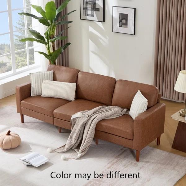 Furniture - Ebern Designs Faux Leather Sofa, Ebern Designs Loveseat Bed, Paulownia Wood Accent Table - MSRP $2,415
