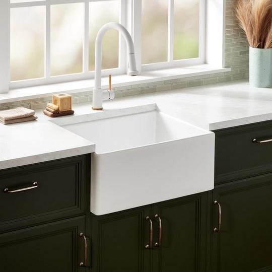 Signature Hardware 484939 Fireclay Kitchen Sink - MSRP $589