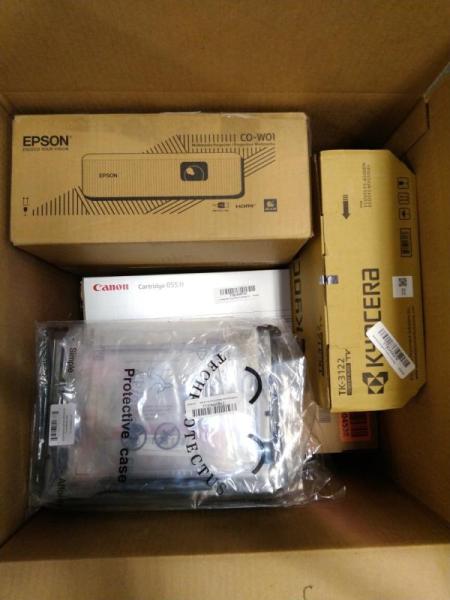 Electronics - Epson EpiqVision Projector, Apple HomePod Smart Speaker, Brother Toner Cartridges - MSRP $2,370