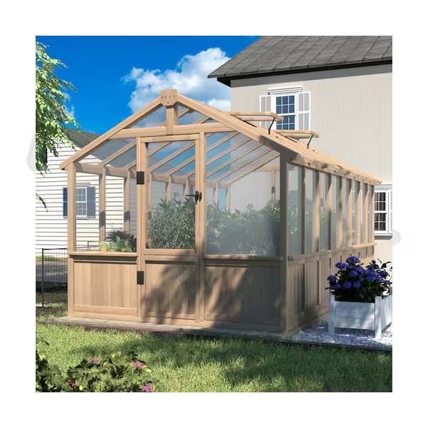 Veikous 8 ft. W x 16 ft. D x 8 ft. H Cedar Wood Brown Garden Plant Greenhouse - Est Retail $1,604- 1plt