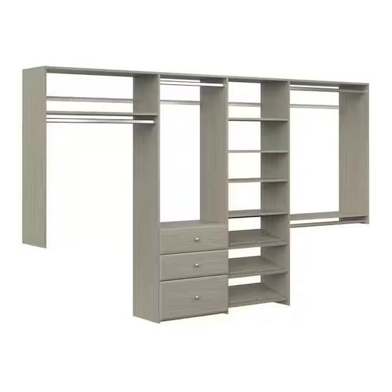 Closet Evolution Dual Tower 96 in. W - 120 in. W Rustic Grey Wood Closet System - Est Retail $1,743- 1plt