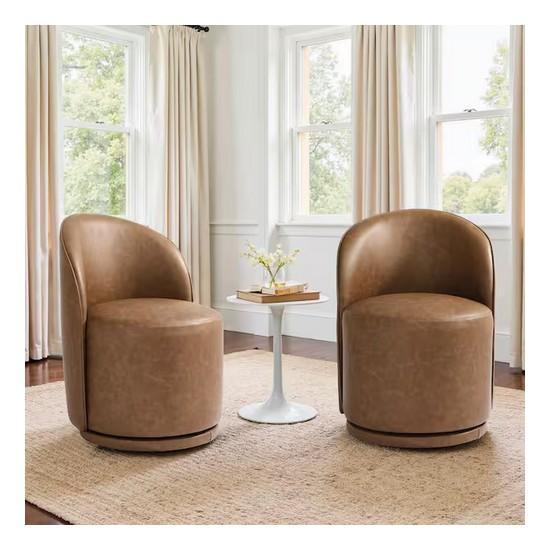 Uixe Brown PU Leather Swivel Dining Side Chair - Est Retail $1,403- 1plt