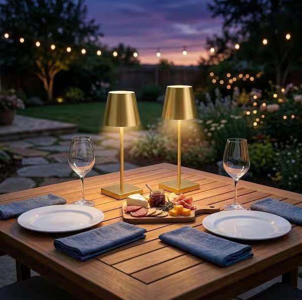 Lighting - BETTERBEAM Nora 15in Gold Modern Dimmable Integrated LED Stick Table Lamps, Picture Lamps -Est Retail $2,879