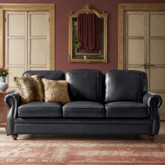 Furniture - Gerardo Leather Sofa, Eveline Upholstered Platform Bed Frame, Carmeron Recliner Set - MSRP $4,279