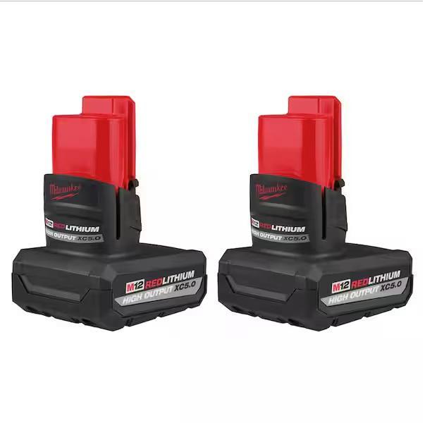 NEW - Milwaukee M12 12V Lithium-Ion XC High Output 5 Ah Battery (2-Pack) - MSRP $238