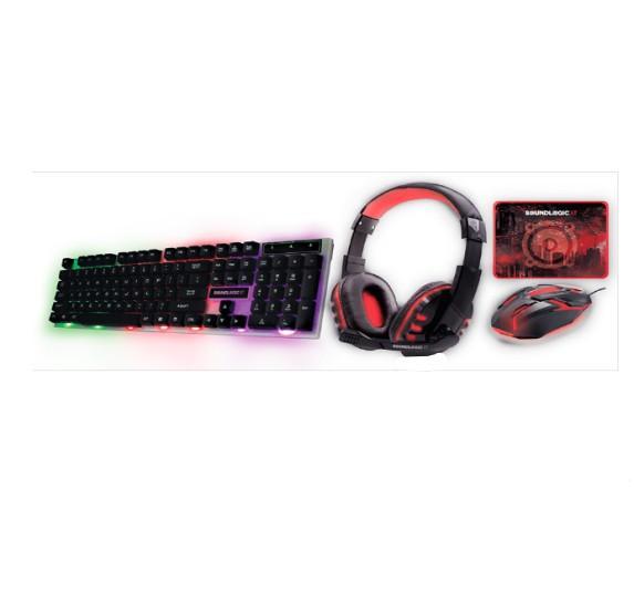 SoundLogic XT Light-up Four-in-One Gaming Combo Kit (Keyboard, Mouse, Mouse Pad, Headphones) - MSRP $1,900