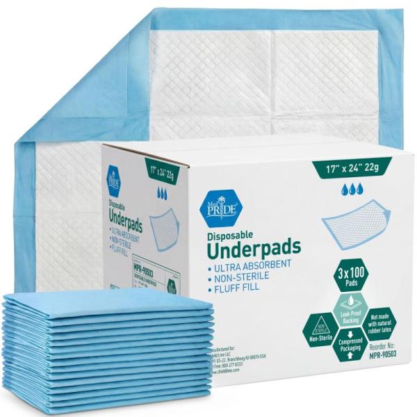 Medpride Disposable Underpads 17'' x 24'' (100-Count)