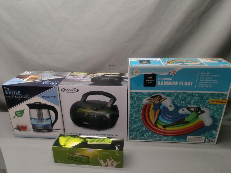 General Merchandise - Jensen CD Cassette Recorder, Megachef Electric Teakettle, Rainbow Pool Float - MSRP $2,149