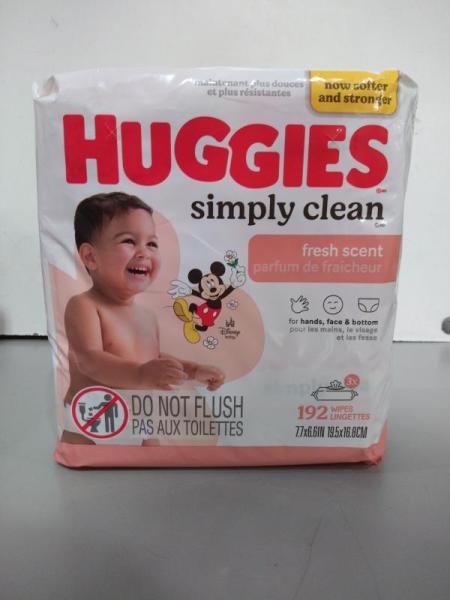 Baby - Huggies Simply Clean Baby Wipes, Flip-Top Packs Fresh, 192 - 64.0 ea x 3 pack - MSRP $1,258