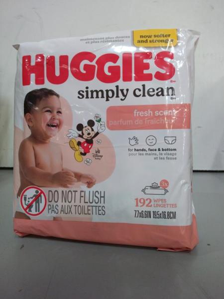 Baby - Huggies Simply Clean Baby Wipes, Flip-Top Packs Fresh, 192 - 64.0 ea x 3 pack - MSRP $1,258